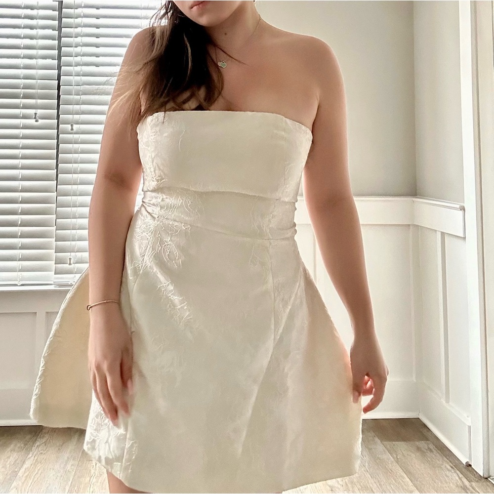 Strapless Ivory Mini Dress